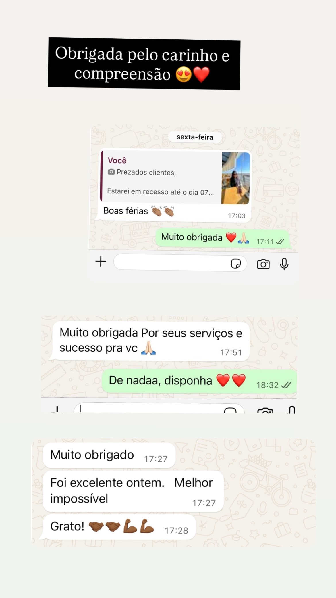 Print de story do Instagram com feedback de cliente
