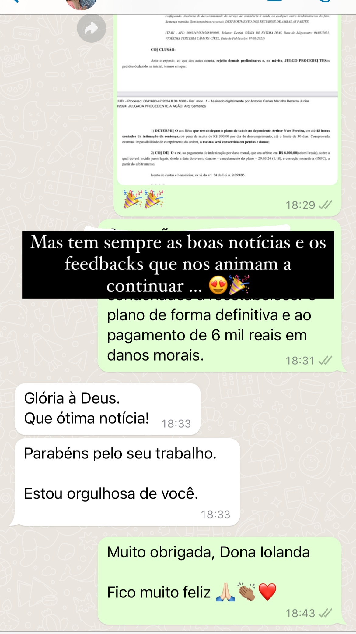 Print de story do Instagram com feedback de cliente