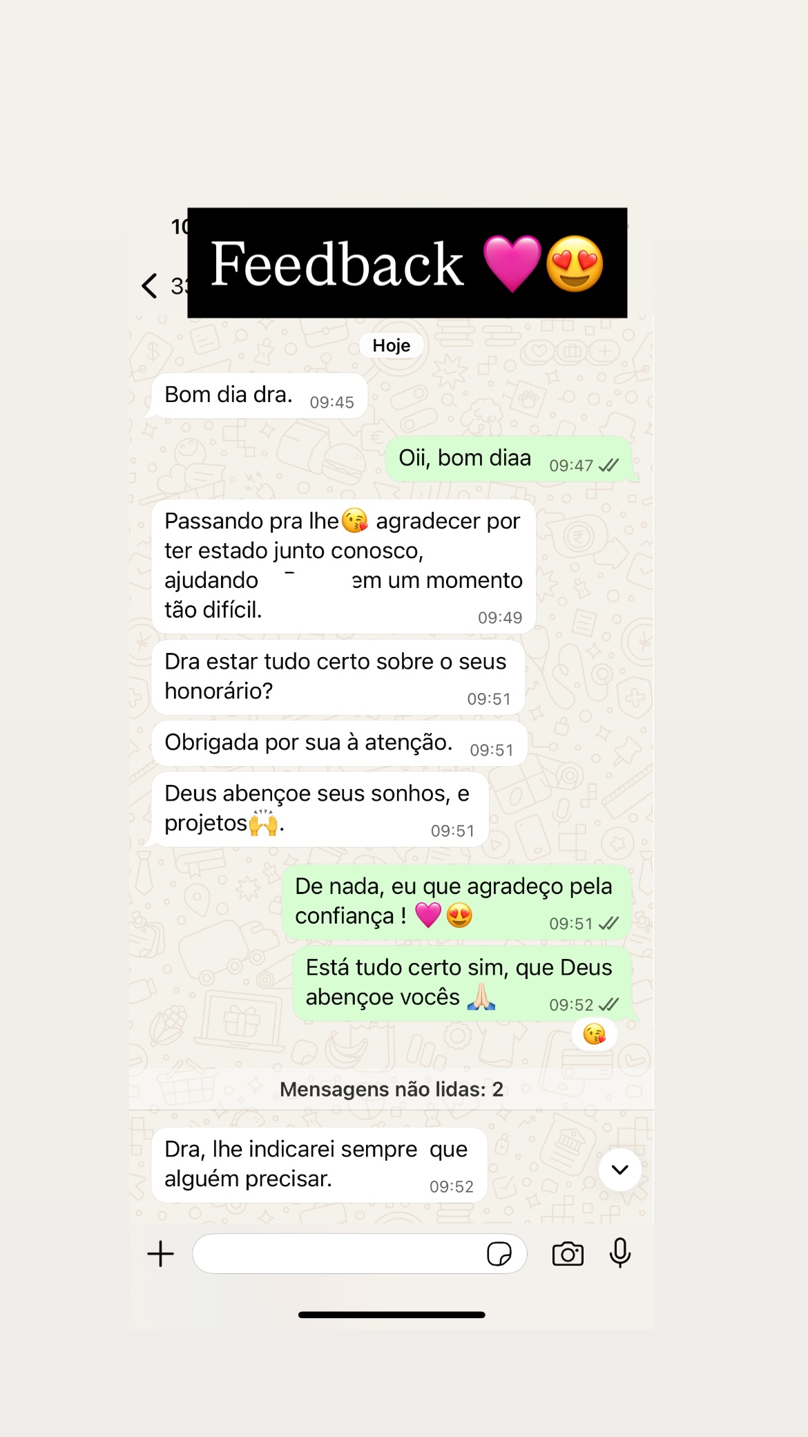 Print de story do Instagram com feedback de cliente